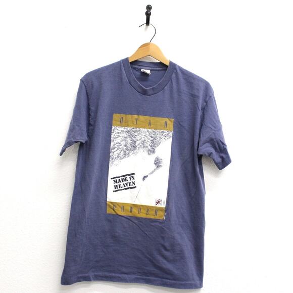 Vintage Utah Powder Ski T Shirt Large - Picture 1 of 7